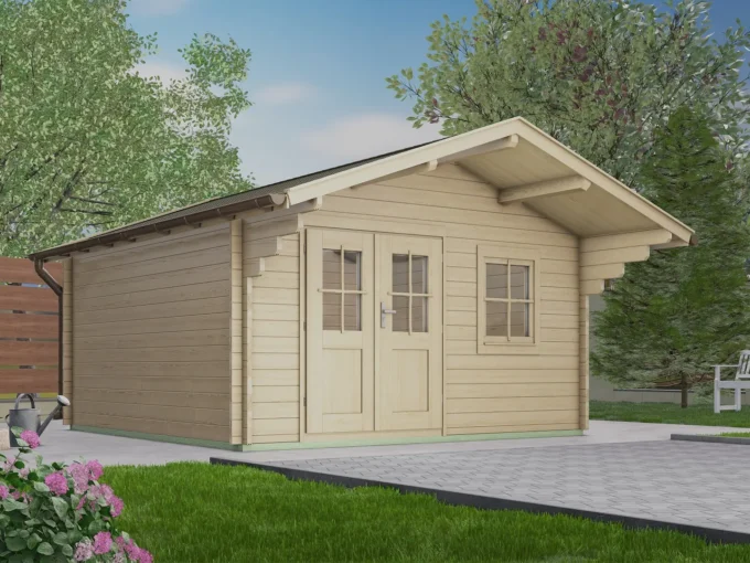 Abri de jardin en bois H45-3939-DT-EF - 15,21 m², 45 mm - vue 1