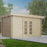 Abri de jardin en bois H45-4024F-DT-EF - 9,6 m², 45 mm - vue 1