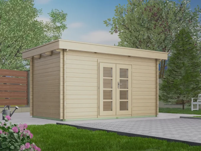 Abri de jardin en bois H45-4024F-DT-EF - 9,6 m², 45 mm - vue 1