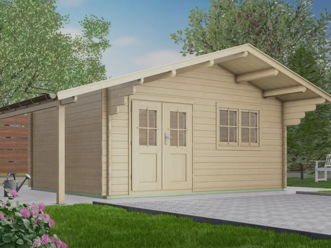 Abri de jardin en bois H45-4839-DT-DF - 18,92 m², 45 mm - vue 1