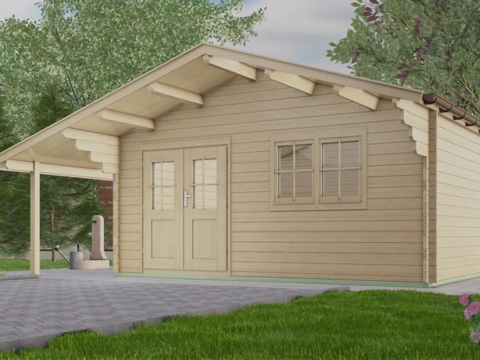 Abri de jardin en bois H45-4848-DT-DF - 23,52 m², 45 mm - vue 1