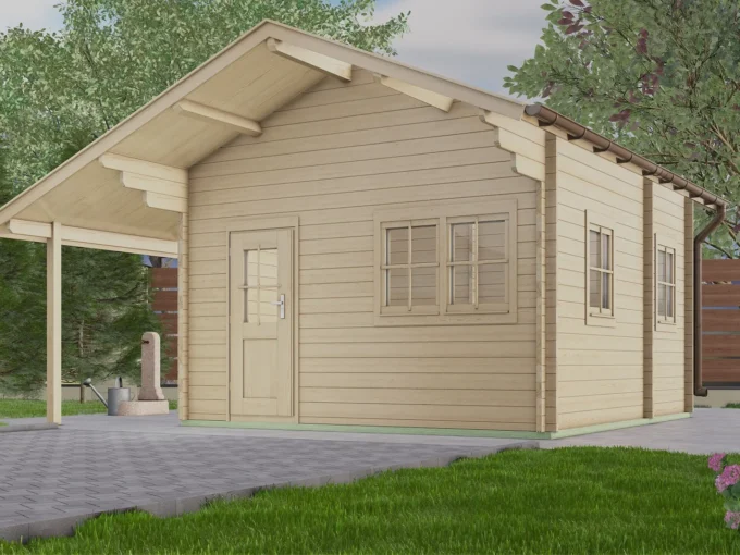 Abri de jardin en bois H45PLUS-3842-2ET-DF-EF - 15,96 m², 45 mm - vue 1