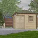 Abri de jardin en bois TS-H28-2828-5P-DT - 7,84 m², 28 mm - vue 1