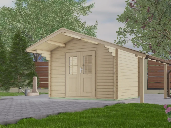 Abri de jardin en bois TS-H28-3024-DT - 7,2 m², 28 mm - vue 1
