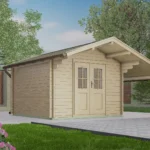 Abri de jardin en bois TS-H28-3030-DT - 9 m², 28 mm - vue 1