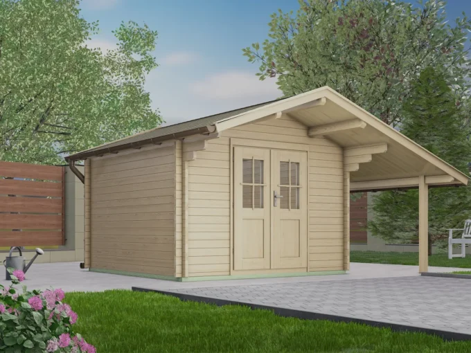 Abri de jardin en bois TS-H28-3030-DT - 9 m², 28 mm - vue 1