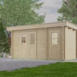 Abri de jardin en bois TS-H28AN-3924F-DT - 9,36 m², 28 mm - vue 1