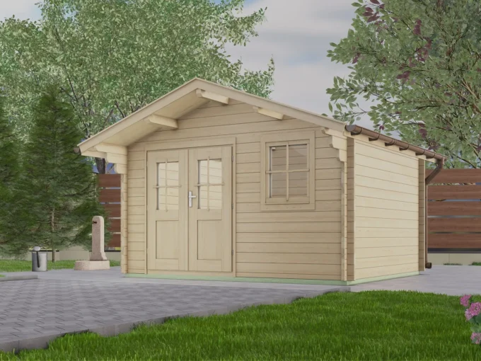 Abri de jardin en bois TS-H33-3630-DT-EF - 10,8 m², 33 mm - vue 1