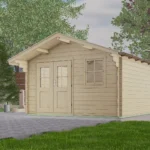 Abri de jardin en bois TS-H33-3636-DT-EF - 12,96 m², 33 mm - vue 1