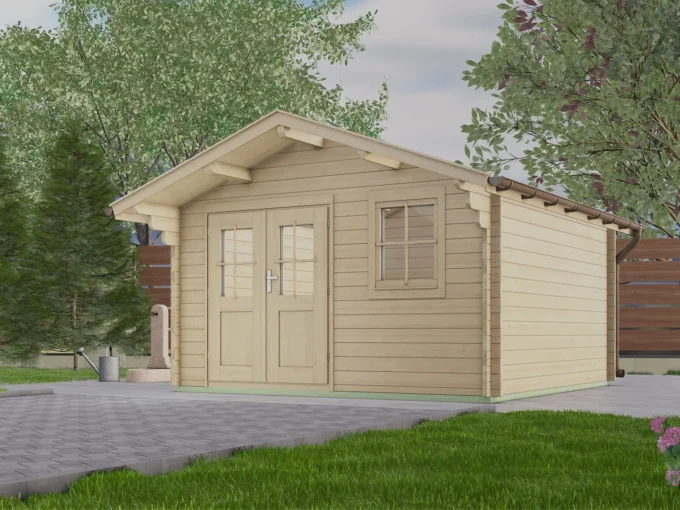 Abri de jardin en bois TS-H33-3636-DT-EF - 12,96 m², 33 mm - vue 1