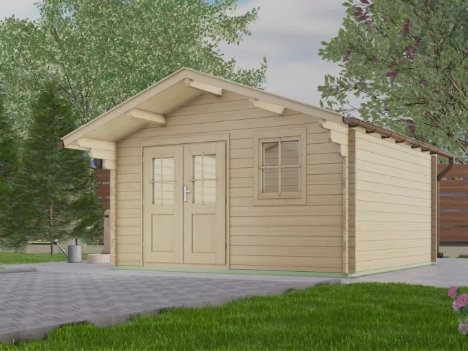Abri de jardin en bois TS-H33-3939-DT-EF - 15,21 m², 33 mm - vue 1