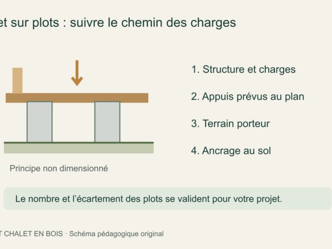 Principe des appuis d’un chalet sur plots : structure, terrain porteur et ancrage à valider