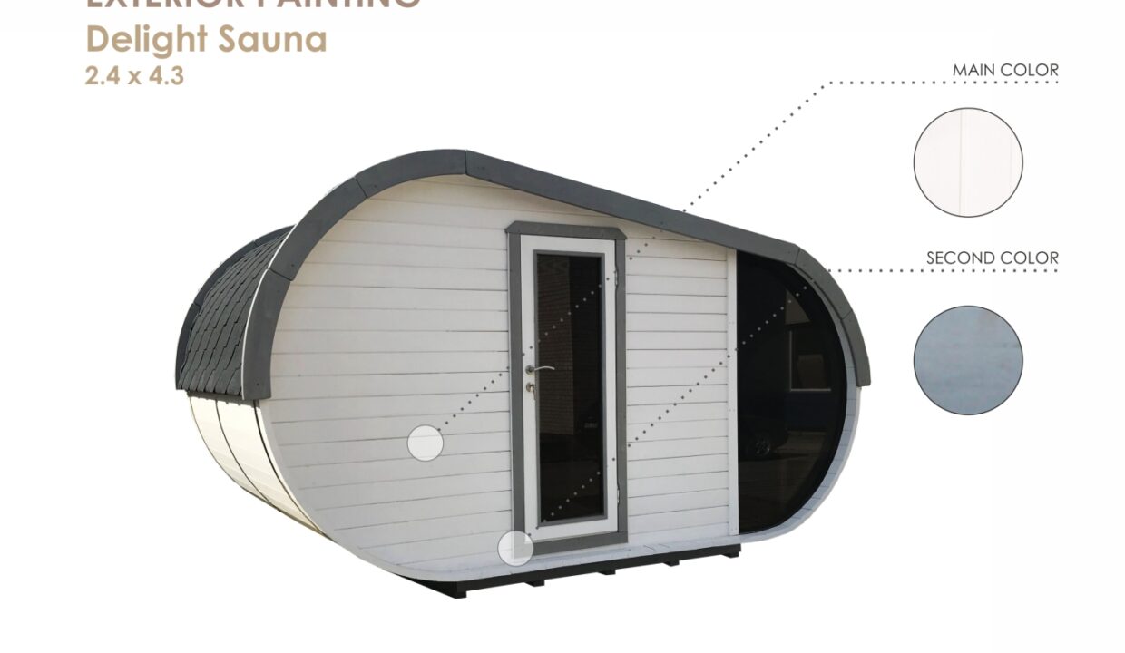 Sauna tonneau extérieur 2,4 x 4,3 m Delight Sauna tonneau - vue 2