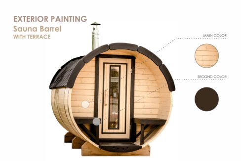 Sauna tonneau extérieur Ø1,9 x 3 m Sauna tonneau à toiture végétalisable - vue 3