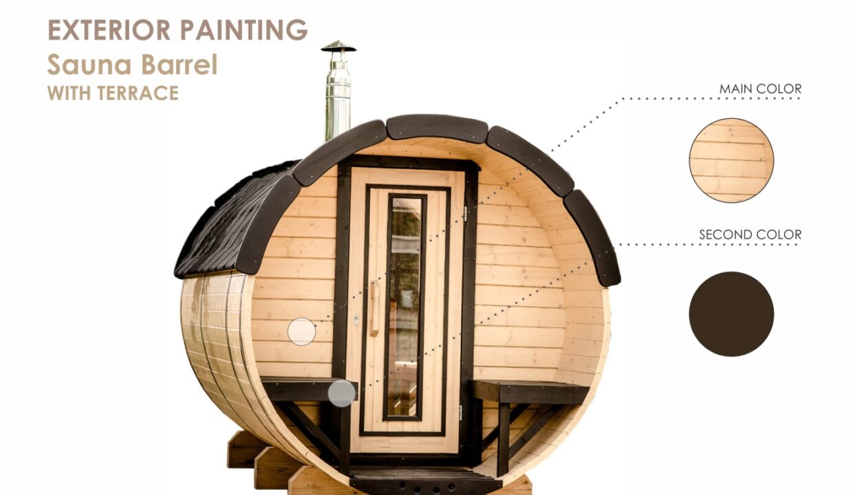 Sauna tonneau extérieur Ø2,2 x 4 m Sauna tonneau à toiture végétalisable - vue 2