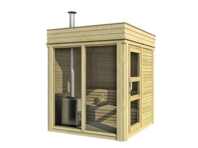 Sauna cube extérieur 2 x 2 m - vue extérieure
