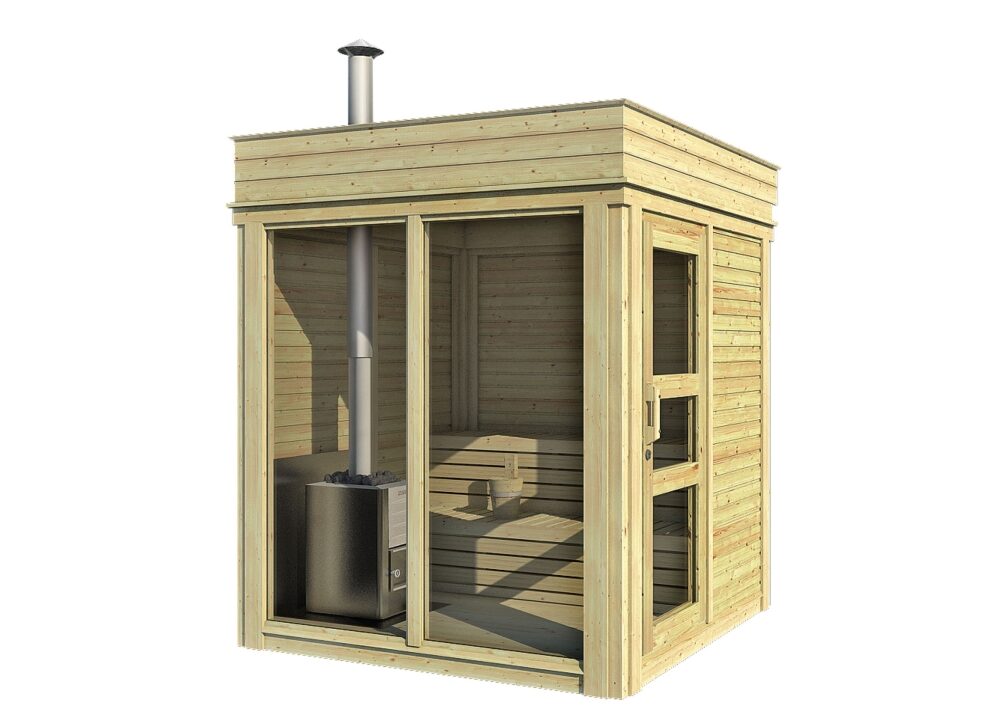 Sauna cube extérieur 2 x 2 m - vue 1