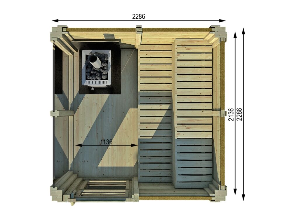 Sauna cube extérieur 2 x 2 m - vue 2