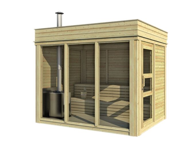 Sauna cube extérieur 2 X 3 m - vue extérieure