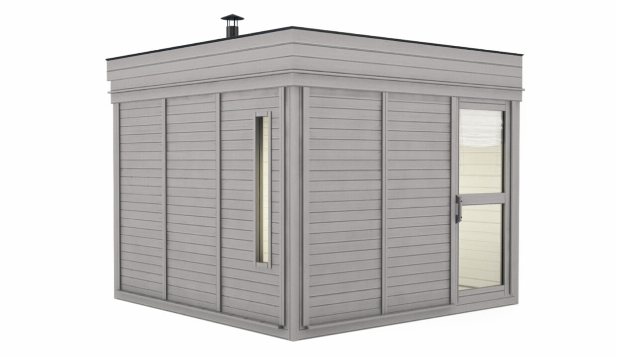 Sauna cube extérieur 3 x 3 m avec vestiaire - vue 1