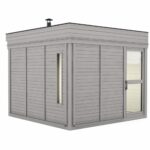 Sauna cube extérieur 3 x 3 m avec vestiaire - vue extérieure