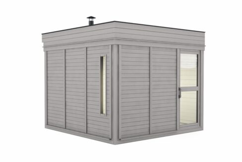 Sauna cube extérieur 3 x 3 m avec vestiaire - vue 1