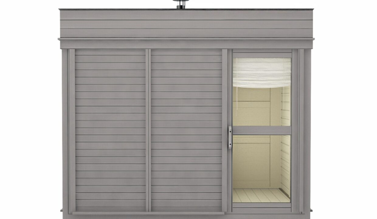 Sauna cube extérieur 3 x 3 m avec vestiaire - vue 2
