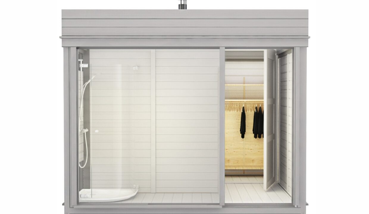 Sauna cube extérieur 3 x 3 m avec vestiaire - vue 3