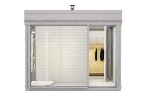 Sauna cube extérieur 3 x 3 m avec vestiaire - vue 3