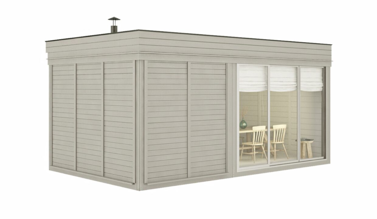 Sauna cube extérieur 3 x 5 m avec espace détente - vue 1