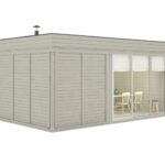 Sauna cube extérieur 3 x 5 m avec espace détente - vue extérieure