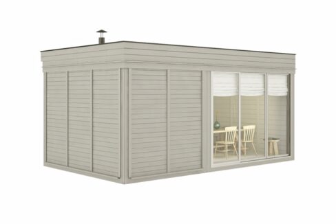 Sauna cube extérieur 3 x 5 m avec espace détente - vue 1