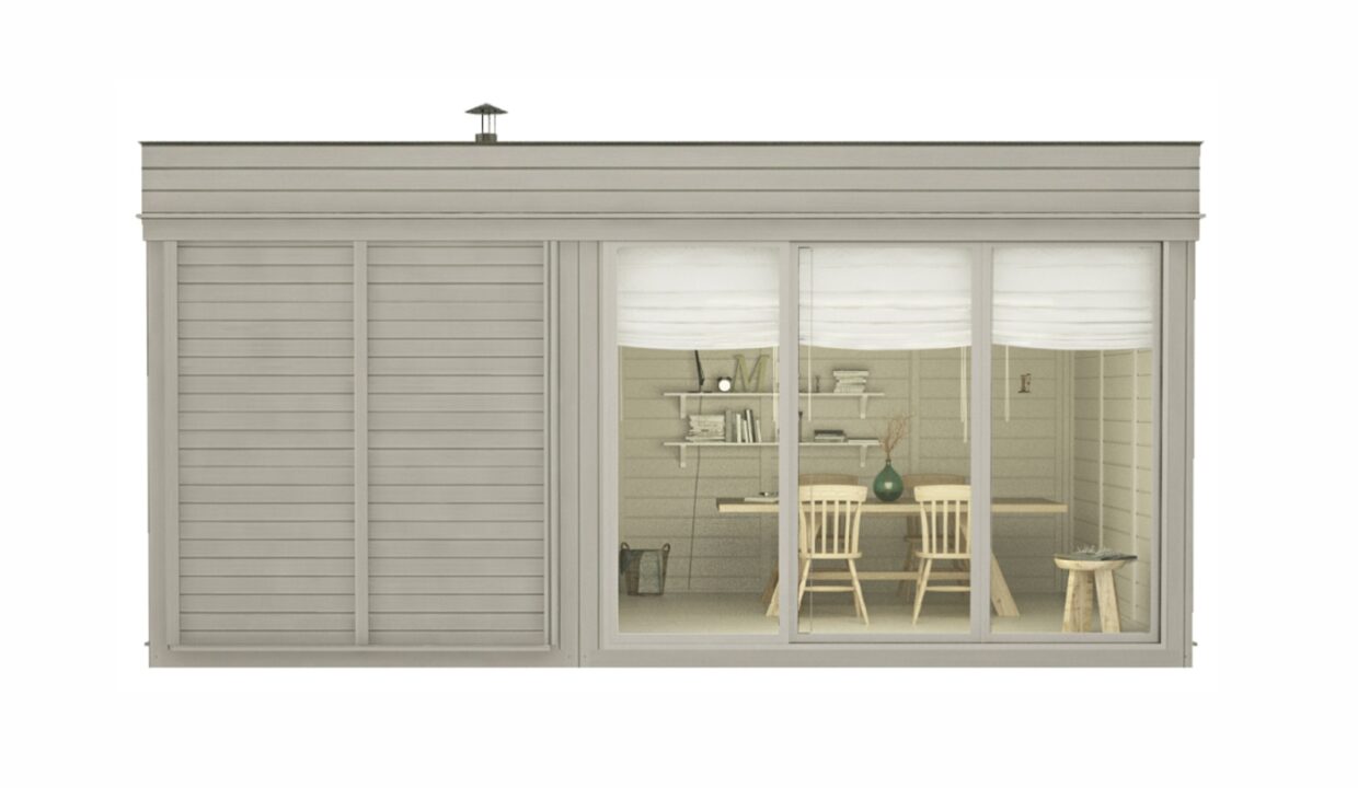 Sauna cube extérieur 3 x 5 m avec espace détente - vue 2