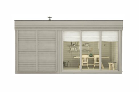 Sauna cube extérieur 3 x 5 m avec espace détente - vue 2