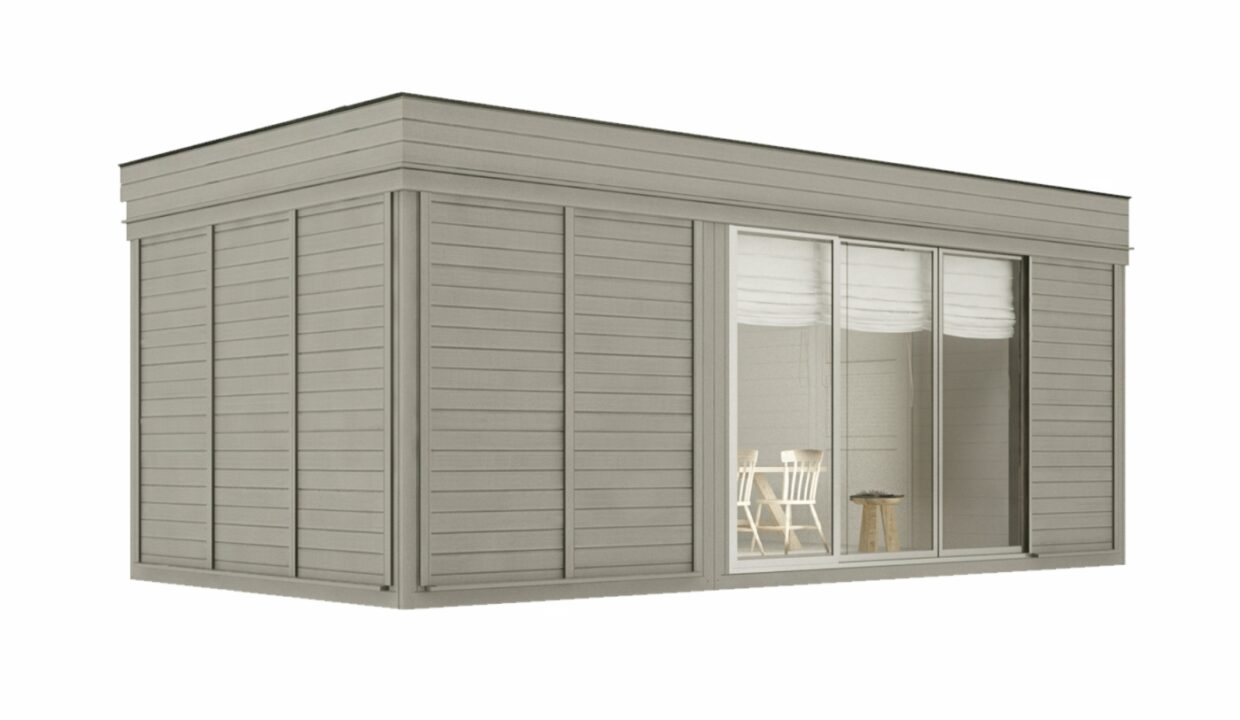 Sauna cube extérieur 3 x 6 m avec espace détente - vue 1
