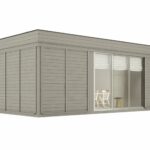 Sauna cube extérieur 3 x 6 m avec espace détente - vue extérieure