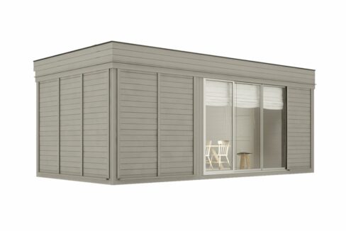 Sauna cube extérieur 3 x 6 m avec espace détente - vue 1