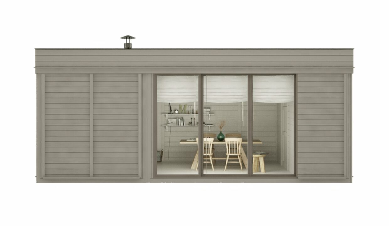 Sauna cube extérieur 3 x 6 m avec espace détente - vue 2