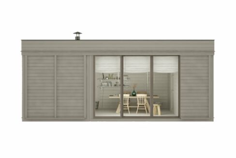 Sauna cube extérieur 3 x 6 m avec espace détente - vue 2
