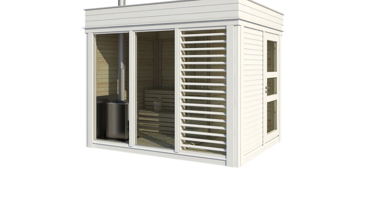 Sauna cube extérieur 2 x 3 m avec vestiaire - vue 1