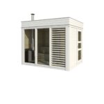 Sauna cube extérieur 2 x 3 m avec vestiaire - vue extérieure