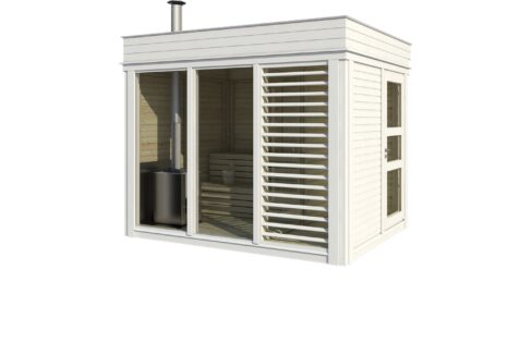 Sauna cube extérieur 2 x 3 m avec vestiaire - vue 1