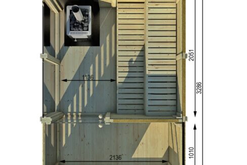 Sauna cube extérieur 2 x 3 m avec vestiaire - vue 2