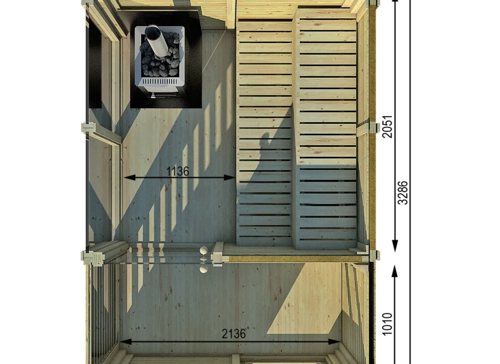 Sauna cube extérieur 2 x 3 m avec vestiaire - vue 2