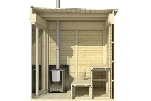 Sauna cube extérieur 2 x 3 m avec vestiaire - vue 3