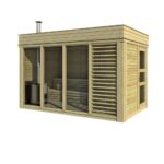 Sauna cube extérieur 2 x 4 m avec vestiaire - vue extérieure