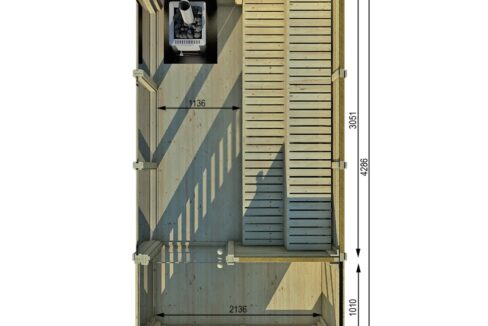 Sauna cube extérieur 2 x 4 m avec vestiaire - vue 2