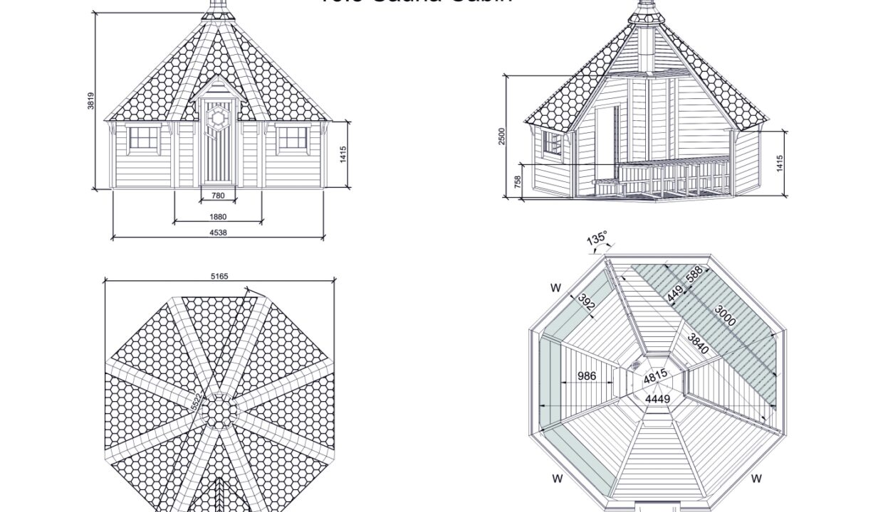 Plan - Cabine sauna extérieure 16,5 m²