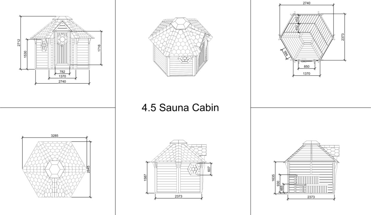 Plan - Cabine sauna extérieure 4,5 m²