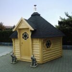 Cabine sauna extérieure 9,2 m² avec vestiaire - vue extérieure